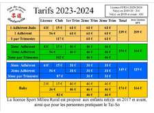 Tarifs 2023-24