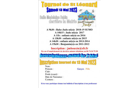 Tournois de Saint Léonard Samedi 13 Mai
